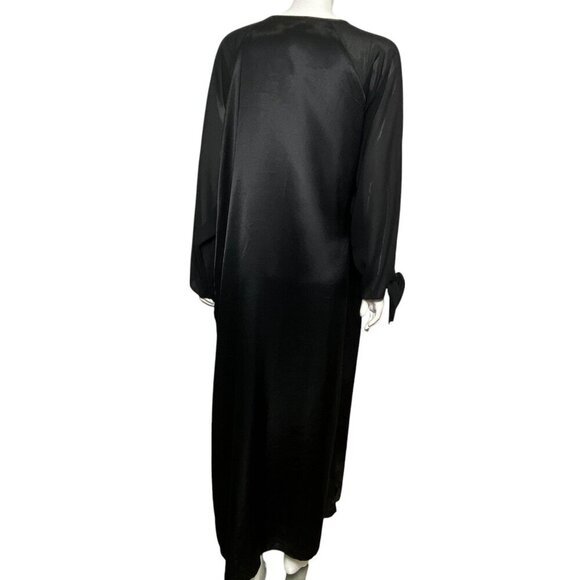 Vintage Victorias Secret Gold Label Long Robe Size M / L Black Long Sleeve - Picture 3 of 6